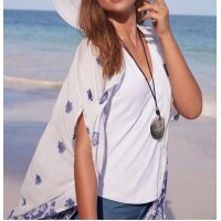 Blusenjacke m. Stickerei, offwhite-blau