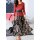 Mesh print skirt, black-lobster