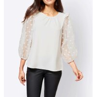 Designer-Bluse m Puffärmeln, ecru
