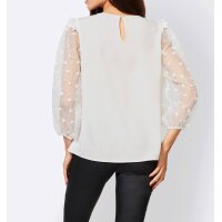 Designer-Bluse m Puffärmeln, ecru