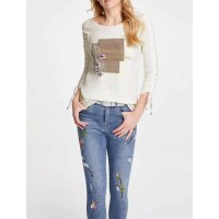 Designer-Druckshirt, creme-bunt