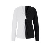 Designer-Color-Blockingshirt, ecru-schwarz