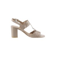 Cowhide nappa sandal with cut-outs, sand