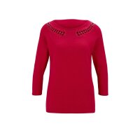 Designer-Feinstrickpullover m. Cut-Outs, rot