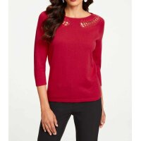 Designer-Feinstrickpullover m. Cut-Outs, rot
