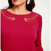Designer-Feinstrickpullover m. Cut-Outs, rot