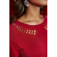 Designer-Feinstrickpullover m. Cut-Outs, rot