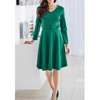 Designer-Jerseykleid m. Gürtel, grün
