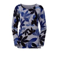 Druckpullover, grau-blau