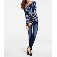 Druckpullover, grau-blau