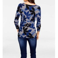 Druckpullover, grau-blau