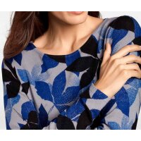 Druckpullover, grau-blau