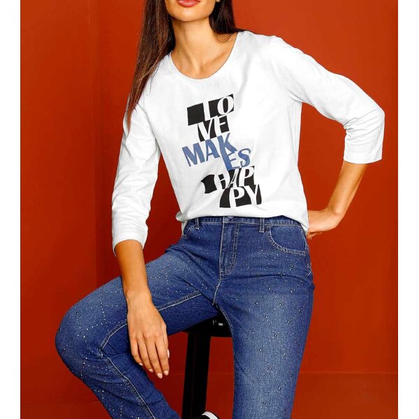 Designer-Shirt m. Druck-Dessin, weiß