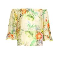 Carmenbluse, gelb-bunt
