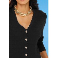 Designer-Rippenstrickjacke, schwarz