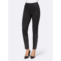 Designer-Leggings m. Lederimitat, schwarz