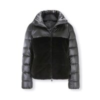 Designer-Stepp-und Webpelzjacke, schwarz