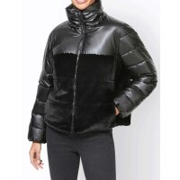Quilt and weave fur jacket, black