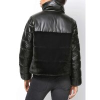 Quilt and weave fur jacket, black