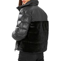 Quilt and weave fur jacket, black