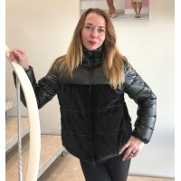 Quilt and weave fur jacket, black