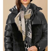 Quilt and weave fur jacket, black