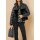 Quilt and weave fur jacket, black