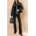 Quilt and weave fur jacket, black