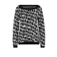 Designer-Pullover, schwarz-ecru