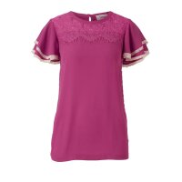 Bluse m. Spitze, cyclam-ecru