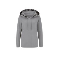 Designer hooded sweater with writing, grey