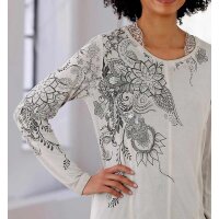 Designer-Druckshirt m. Spitze, hellgrau