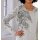 Designer-Druckshirt m. Spitze, hellgrau