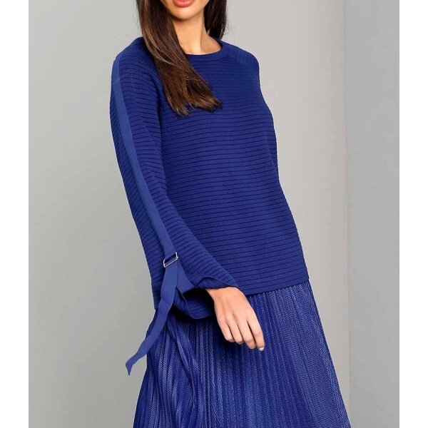 Rib knit sweater, royal blue