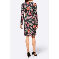 Designer-Jerseykleid, schwarz-bunt