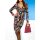 Designer-Jerseykleid, schwarz-bunt