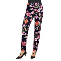 Designer-Bauchweg-Stretchhose, schwarz-rot-bedruckt