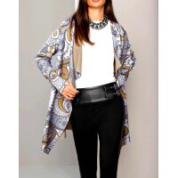 Designer-Druckstrickjacke, ocker-grau