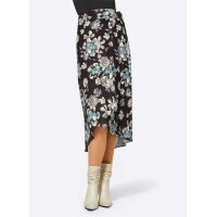 Wrap print skirt, grey- chalk mint
