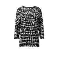 Designer-Pullover in Häkel-Optik, schwarz-sand
