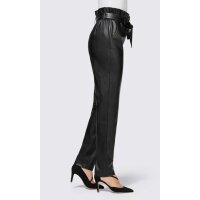 Designer-Lederimitathose m. Gürtel, schwarz