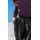 Designer-Lederimitathose m. Gürtel, schwarz