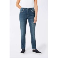 Jeans m. Stickerei, blau-used