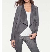 Designer-Ziegenveloursleder-Mantel, anthrazit
