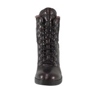 Leder-Stiefelette m. Warmfutter, bordeaux-metallic