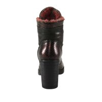 Leder-Stiefelette m. Warmfutter, bordeaux-metallic