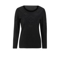 Sweter z haftem przelotowym, czarny