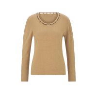 Designer-Pullover m. Zierperlen, camel