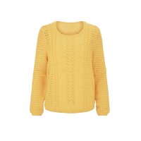 Designer-Ajourmusterpullover, gelb
