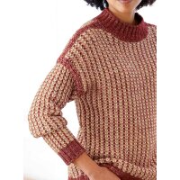 Designer-Grobstrickpullover, kirsche-apricot